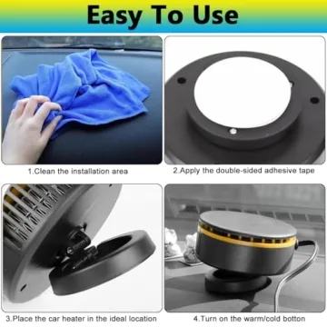12V Car Heater Fan,Portable Fast Heating Auto Car Heater Defroster Windshield Defogger Automobile Windscreen Heater Plug in Cigarette Lighter 360 Degree Rotary (Yellow&Black)