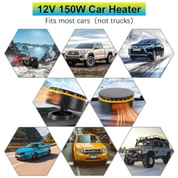 12V Car Heater Fan,Portable Fast Heating Auto Car Heater Defroster Windshield Defogger Automobile Windscreen Heater Plug in Cigarette Lighter 360 Degree Rotary (Yellow&Black)