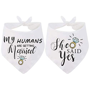 Yangmics Direct 2 Pack My Humans are Getting Married She Said Yes Dog Bandana, Wedding Engagement Gi...