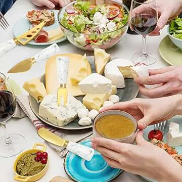 Apusu Charcuterie Board Accessories 6 Pieces Cheese Knife Set Cheese Spreader Knive Set of 6 Cheese Knives Marble Handle Butter knives For Charcuterie Board Accessories Cheese Kit Cutter (Marble)