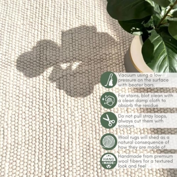 S & L Homes Wool Cotton Hand Woven Rug - Ivory 8' x 10'