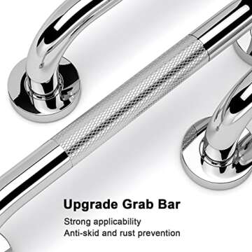Grab Bars for Bathroom - 2Pack 16'' Grab Bars for Bathtubs and Showers Anti Slip Shower Grab Bar Knu...