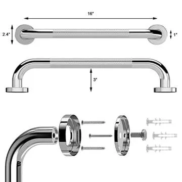 16'' Grab Bars for Bathroom Safety - 2Pack for Seniors