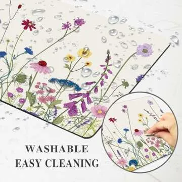 Flower Mouse Pad Cute, Colorful Floral Summer Rectangular Laptop Mousepad for Desk Women Girl Nature Botanical Plant Office Small Aesthetic Desk Pad Non-Slip Mouse Mat Washable Desk Decor Accessories