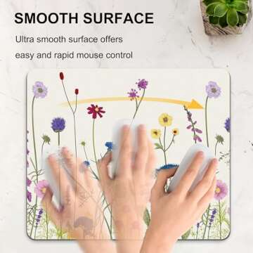 Flower Mouse Pad Cute, Colorful Floral Summer Rectangular Laptop Mousepad for Desk Women Girl Nature Botanical Plant Office Small Aesthetic Desk Pad Non-Slip Mouse Mat Washable Desk Decor Accessories