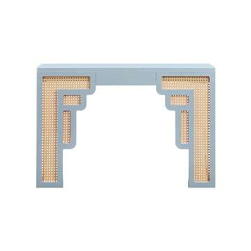 Suzie Pastel Blue & Rattan Console Table
