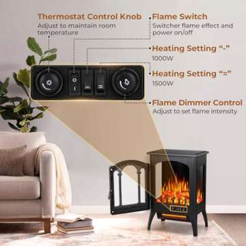 Elegant R.W.FLAME Electric Fireplace Heater - Stylish and Multifunctional