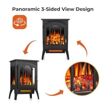 R.W.FLAME Electric Fireplace Heater with Adjustable Flame Effects