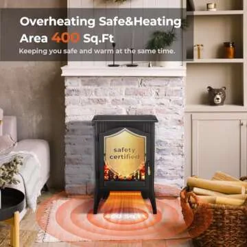 R.W.FLAME Electric Fireplace Heater with Adjustable Flame Effects