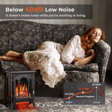 R.W.FLAME Electric Fireplace Heater with Adjustable Flame Effects