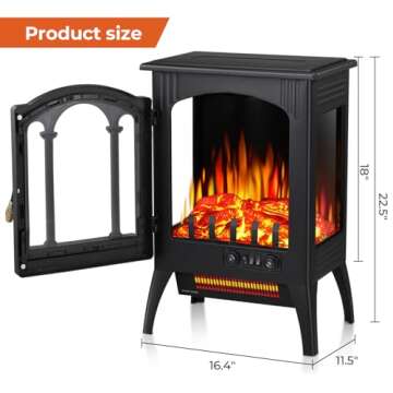 R.W.FLAME Electric Fireplace Heater with Adjustable Flame Effects