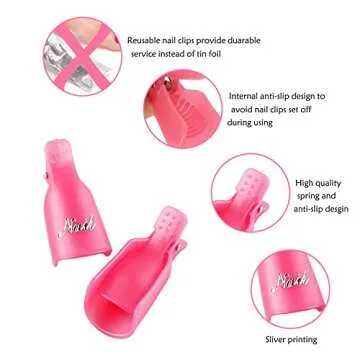 FITDON 10PCS Nail Polish Remover Clips & Nail Care Tools Set