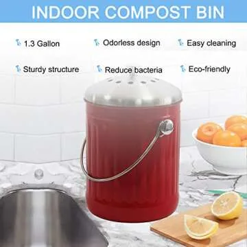 Compost Bins 1.3 Gallon with 4 Charcoal Filters