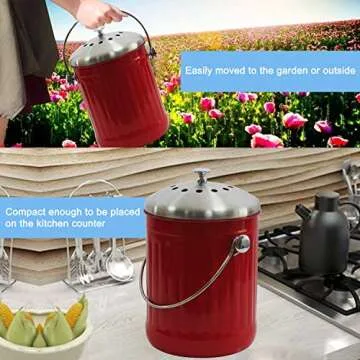 Compost Bins 1.3 Gallon with 4 Charcoal Filters