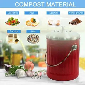 Compost Bins 1.3 Gallon with 4 Charcoal Filters