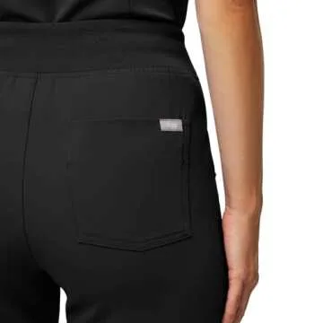 FIGS Zamora High Waisted Jogger Style Scrub Pants for Women - Black, Regular XXS