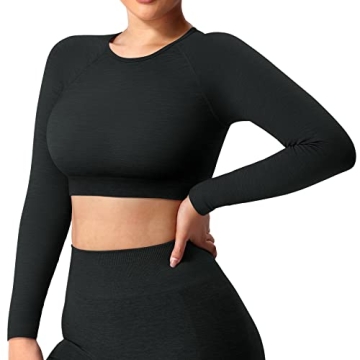 YEOREO Seamless Long Sleeve Crop Gym Shirt for Women
