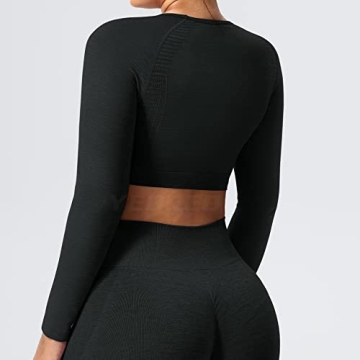YEOREO Seamless Long Sleeve Crop Gym Shirt for Women