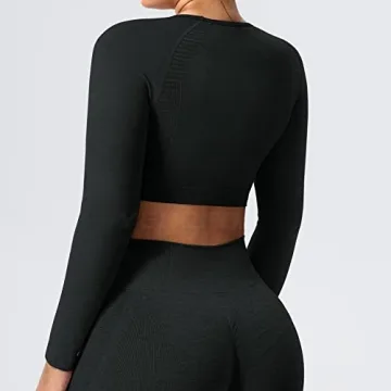 YEOREO Seamless Long Sleeve Crop Gym Shirt for Women