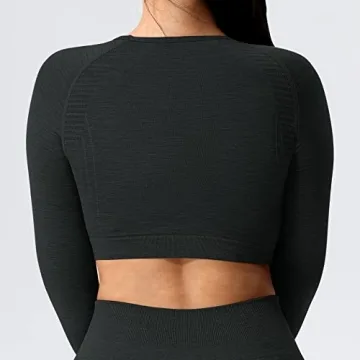 YEOREO Seamless Long Sleeve Crop Gym Shirt for Women