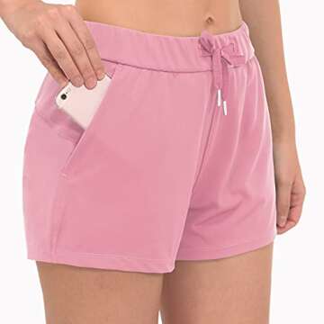 PIQIDIG Shorts for Women Running Workout Shorts Athletic Gym Shorts with Pocket Cute Pink