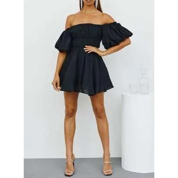 Dokotoo Black Off Shoulder Dress for Weddings & More