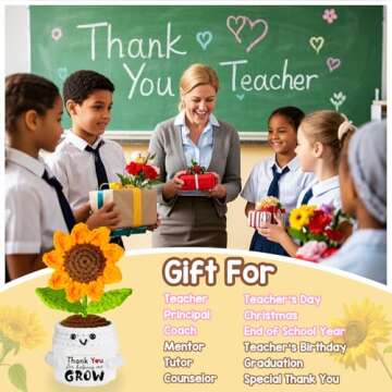 Personalized Crochet Sunflower Pot for Teacher Appreciation Gifts