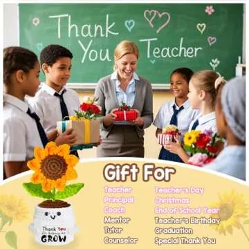 Personalized Crochet Sunflower Pot for Teacher Appreciation Gifts
