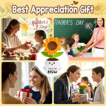 Personalized Crochet Sunflower Pot for Teacher Appreciation Gifts