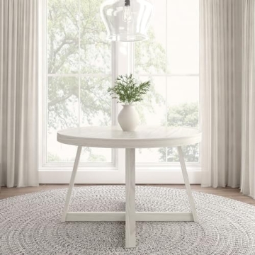 Stylish Plank+Beam Round Solid Wood Dining Table for 4