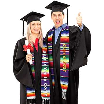 SATINIOR Mexican Serape Scarf Colorful Graduation Stole Latino Serape Sash Scarf for Graduation Wome...