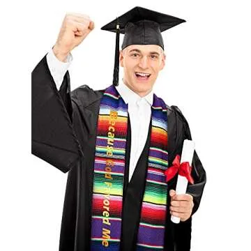 SATINIOR Mexican Serape Scarf Colorful Graduation Stole Latino Serape Sash Scarf for Graduation Women Men, 84.6 x 5 Inches (Purple)
