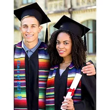 SATINIOR Mexican Serape Scarf Colorful Graduation Stole Latino Serape Sash Scarf for Graduation Women Men, 84.6 x 5 Inches (Purple)