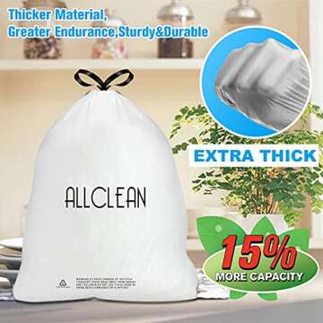 Trash Bags 15 Gallon Tall Kitchen, Drawstring Garbage Bags, Recyclable Strong Large Recycling Kitche...