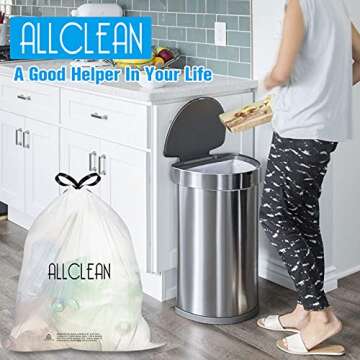 Trash Bags 15 Gallon Tall Kitchen, Drawstring Garbage Bags, Recyclable Strong Large Recycling Kitchen Bags, Fresh Clean Unsented Trash Bags for Indoor Outdoor