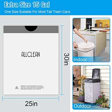 Trash Bags 15 Gallon Tall Kitchen, Drawstring Garbage Bags, Recyclable Strong Large Recycling Kitchen Bags, Fresh Clean Unsented Trash Bags for Indoor Outdoor