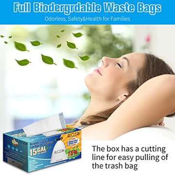 Trash Bags 15 Gallon Tall Kitchen, Drawstring Garbage Bags, Recyclable Strong Large Recycling Kitchen Bags, Fresh Clean Unsented Trash Bags for Indoor Outdoor