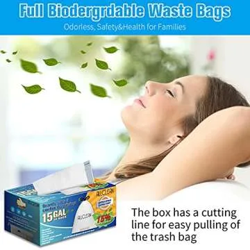 Trash Bags 15 Gallon Tall Kitchen, Drawstring Garbage Bags, Recyclable Strong Large Recycling Kitchen Bags, Fresh Clean Unsented Trash Bags for Indoor Outdoor