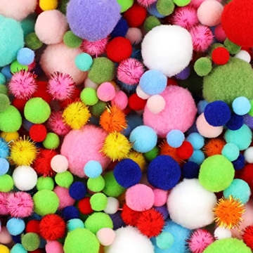 900 PCS Pom Poms - Multicolor Craft Pom Poms for Creative Projects