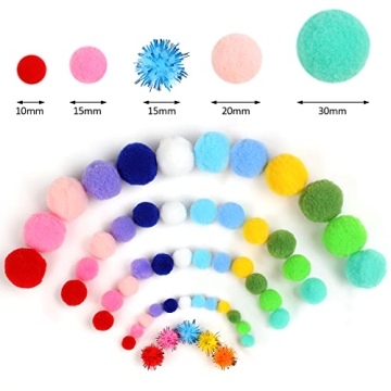 900 PCS Rainbow Pom Poms for Arts & Crafts Fun
