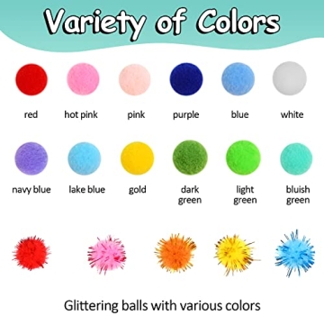 900 PCS Rainbow Pom Poms for Arts & Crafts Fun