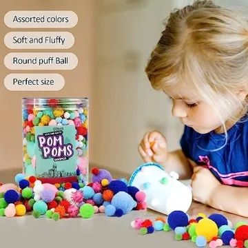 900 PCS Rainbow Pom Poms for Arts & Crafts Fun