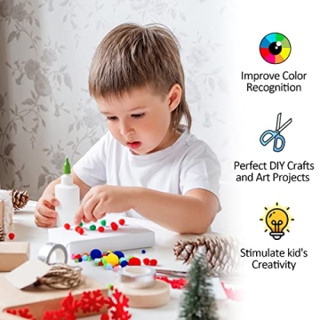 900 PCS Rainbow Pom Poms for Arts & Crafts Fun