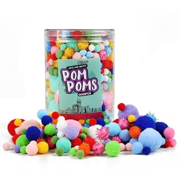 900 PCS Rainbow Pom Poms for Arts & Crafts Fun