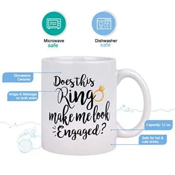 Maustic Funny Coffee Mug Does This Ring Make Me Look Engaged Coffee Tea Cup Funny Mug Novelty Coffee Mug for Men Women Birthday Festival Christmas Engagement