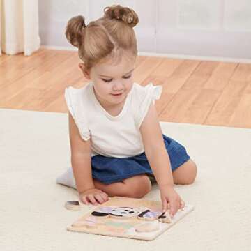 Just Play Disney Wooden Toys Minnie Mouse 8-Piece Puzzle, Early Learning and Education, Pretend Play, Kids Toys for Ages 18 Month