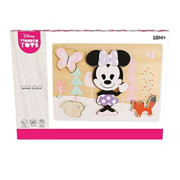 Just Play Disney Wooden Toys Minnie Mouse 8-Piece Puzzle, Early Learning and Education, Pretend Play, Kids Toys for Ages 18 Month
