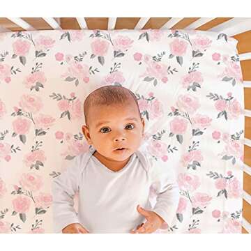 The Peanutshell 2-Pack Fitted Crib Sheet Set - Super Soft & Breathable Baby Girl Crib Sheets, Nurser...