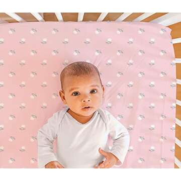 The Peanutshell 2-Pack Fitted Crib Sheet Set - Super Soft & Breathable Baby Girl Crib Sheets, Nursery Decor, Fit for Standard Mattress Cover- Pink Roses