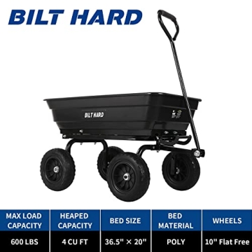 BILT HARD 4 Cu.Ft. No-Flat Tires Heavy Duty Yard Cart